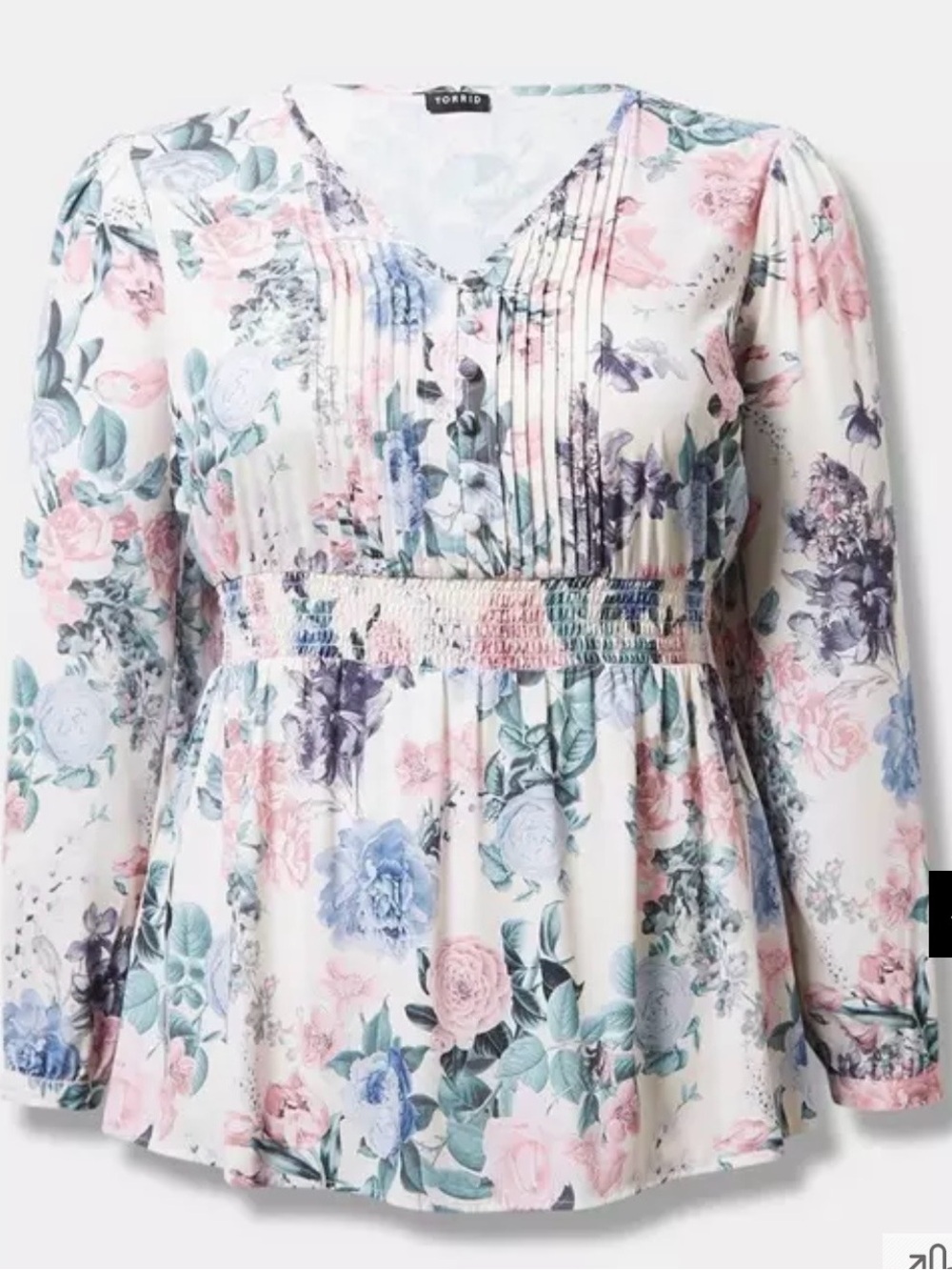 Torrid Babydoll Georgette Pintuck Long Sleeve Blouse